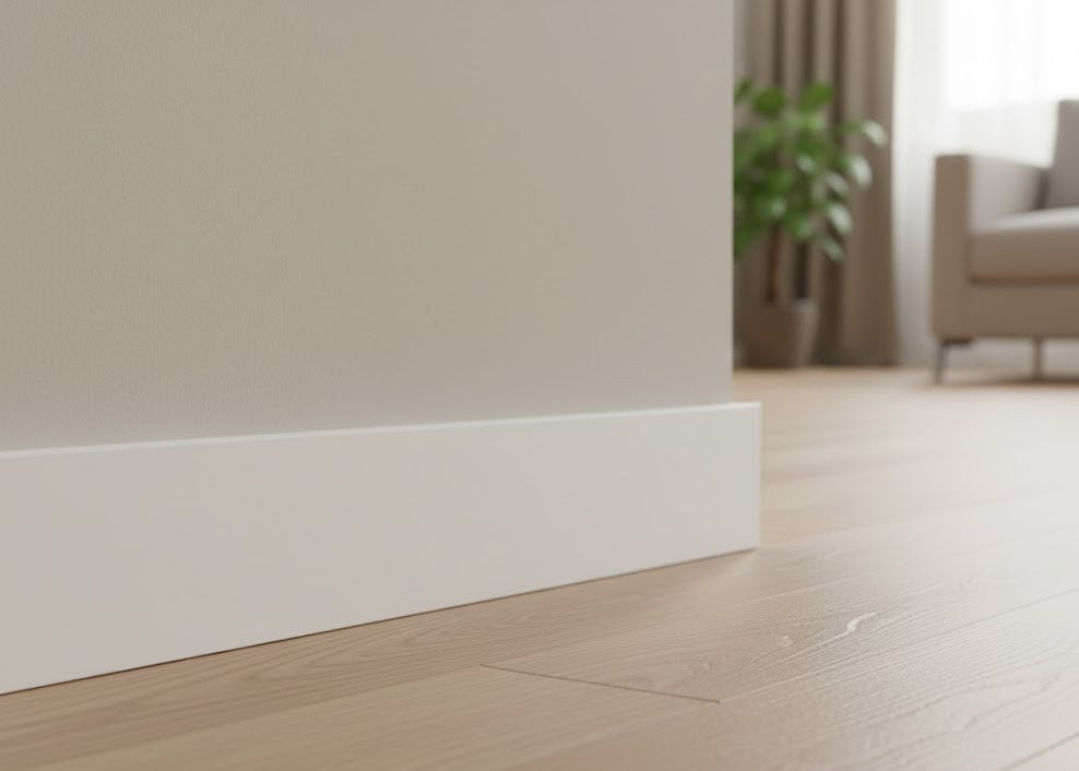 detalle del zocalo lacado blanco